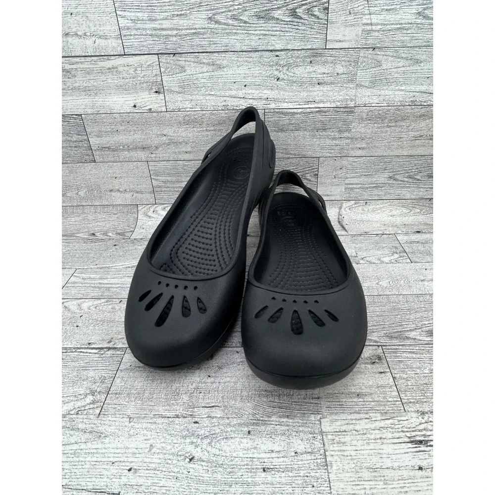 Crocs Kadee Black Slingback Ballerina Flats Women Size 8 Comfort Shoes